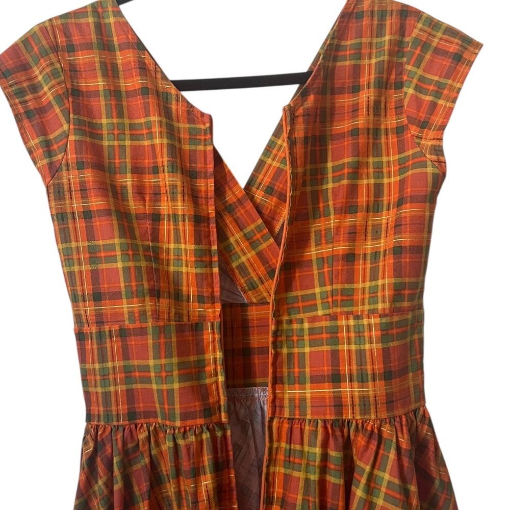 RETROLICIOUS Orange Plaid Greta Dress Size XS - Picture 5 of 12